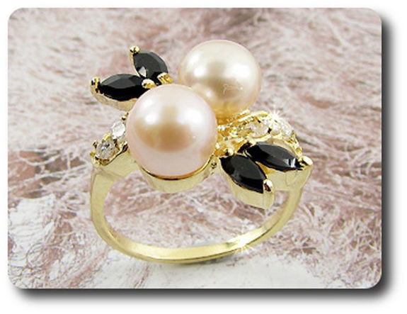 2x8mm Fresh Water Pearl Ring