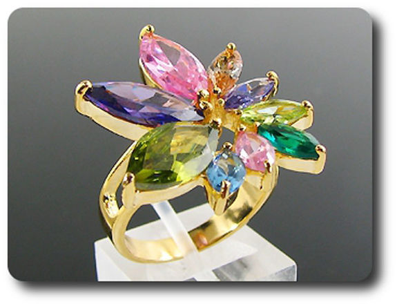 9x15-8mm Multicolor Topaz Ring