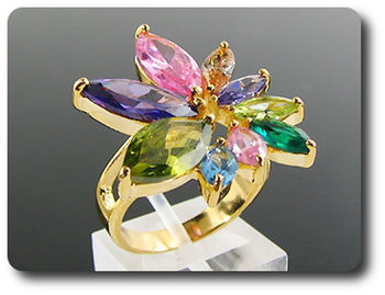 9x15-8mm Multicolor Topaz Ring