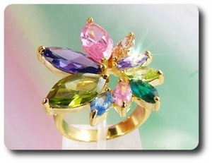 9x15-8mm Multicolor Topaz Ring