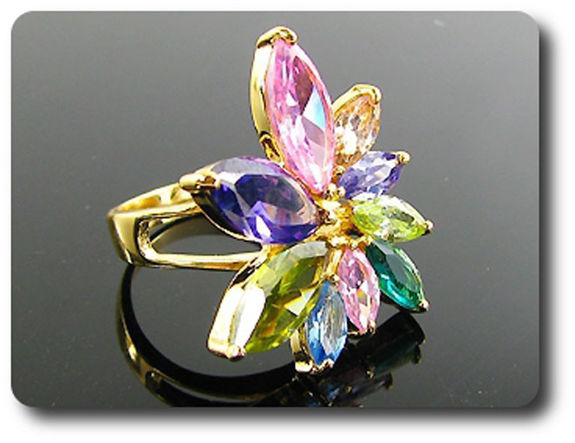 9x15-8mm Multicolor Topaz Ring