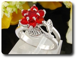 7x5-3mm Red Ruby Ring