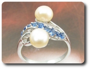 2x6mm Fresh Water Pearl Ring