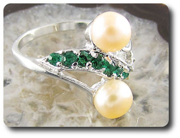 2x6mm Fresh Water Pearl Ring
