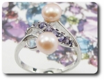 2x6mm Fresh Water Pearl Ring