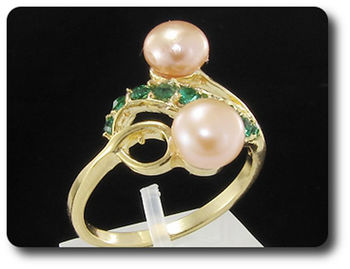 BAGUE PERLE & EMERAUDE