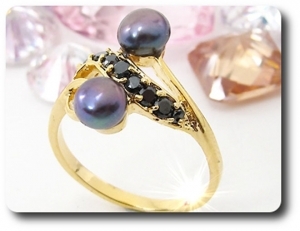 2x6mm Fresh Water Pearl Ring