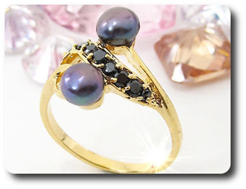 2x6mm Fresh Water Pearl Ring