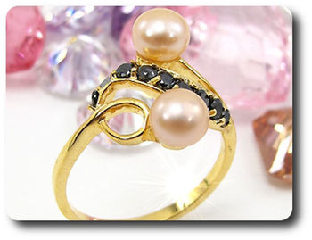 2x6mm Fresh Water Pearl Ring