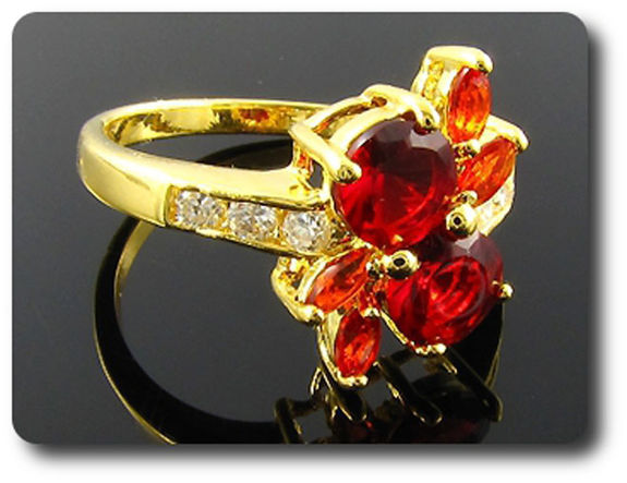 6x6-4mm Red Ruby Ring