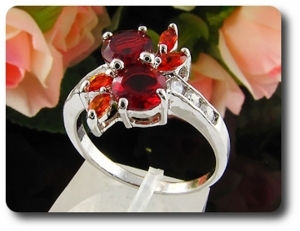 6x6-4mm Red Ruby Ring