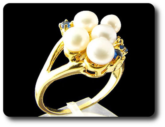 BAGUE PERLE & SAPHIR BLEU
