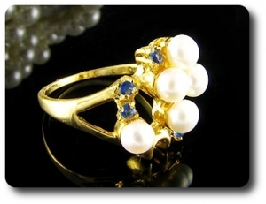 BAGUE PERLE & SAPHIR BLEU