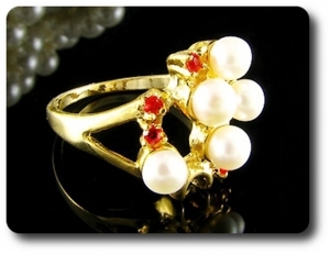BAGUE PERLE & RUBIS