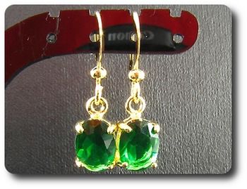 2x8mm Green Emerald Earrings