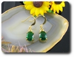 2x8mm Green Emerald Earrings