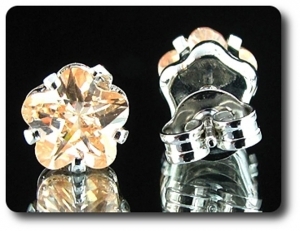 2x6mm Orange Sapphire Earrings