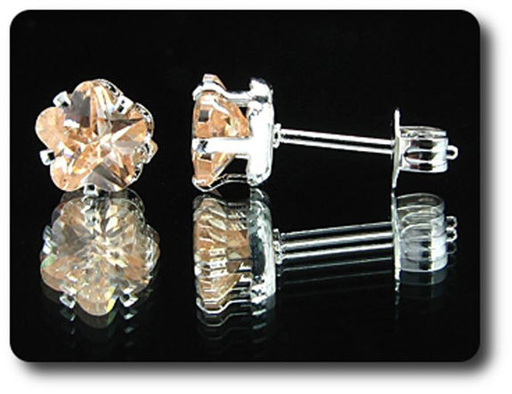 2x6mm Orange Sapphire Earrings