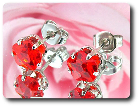 2x6mm Red Ruby Earrings