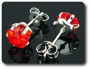 2x6mm Red Ruby Earrings