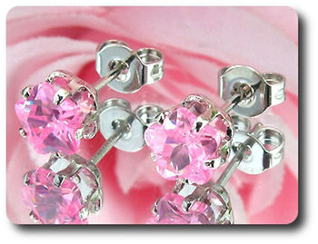 BOUCLES D'OREILLE SAPHIR ROSE