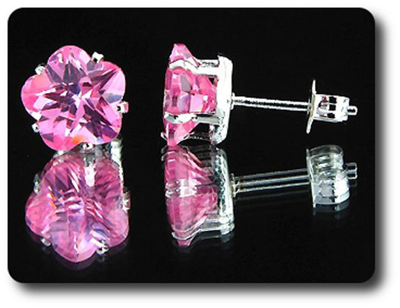 BOUCLES D'OREILLE SAPHIR ROSE