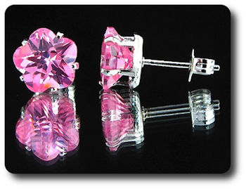 BOUCLES D'OREILLE SAPHIR ROSE
