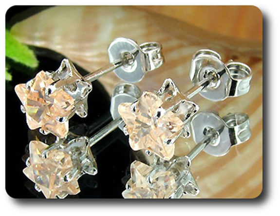 2x6mm Orange Sapphire Earrings