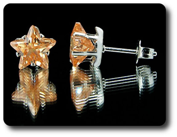 2x6mm Orange Sapphire Earrings