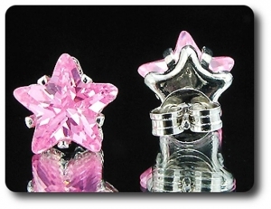 BOUCLES D'OREILLE SAPHIR ROSE