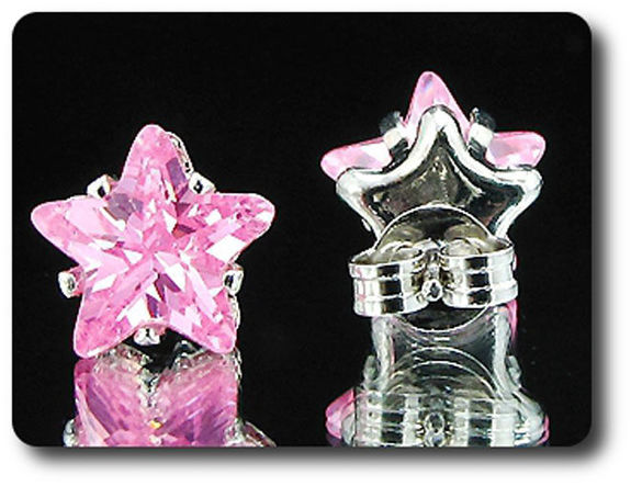 BOUCLES D'OREILLE SAPHIR ROSE