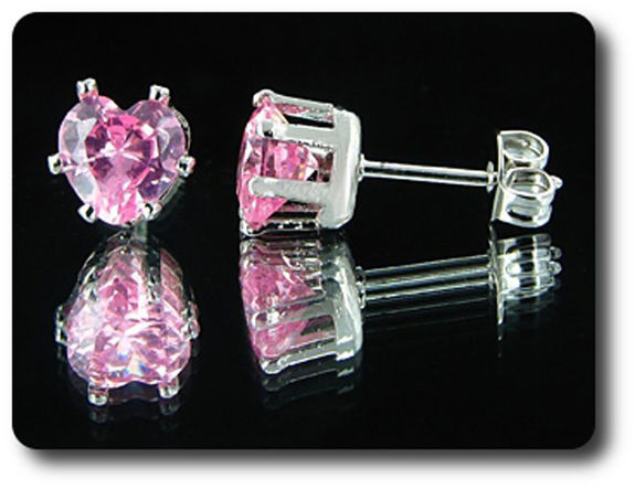 2x6mm Pink Sapphire Earrings