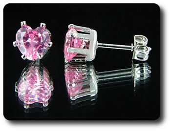 2x6mm Pink Sapphire Earrings