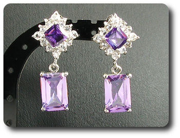 12x28~8mm Purple Amethyst Necklace Earrings Set