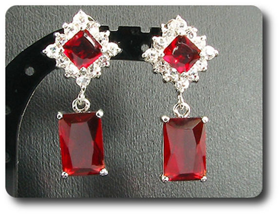 12x28~8mm Red Ruby Necklace Earrings Set