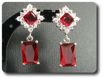 12x28~8mm Red Ruby Necklace Earrings Set