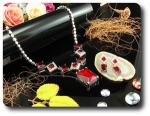 12x28~8mm Red Ruby Necklace Earrings Set