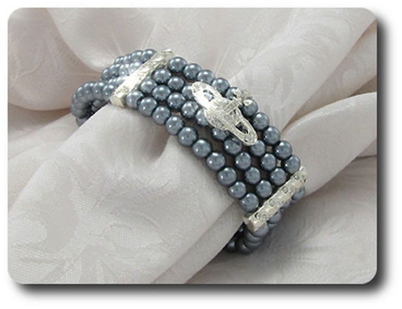 224x6~12mm Pearl + Created Diamond Necklace Bracelet Earrings Set