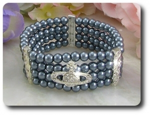 224x6~12mm Pearl + Created Diamond Necklace Bracelet Earrings Set