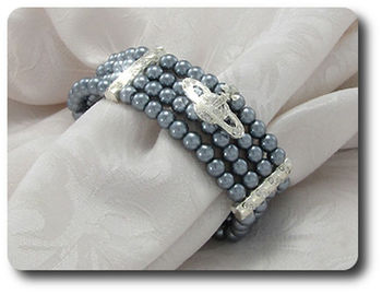 224x6~12mm Pearl + Created Diamond Necklace Bracelet Earrings Set