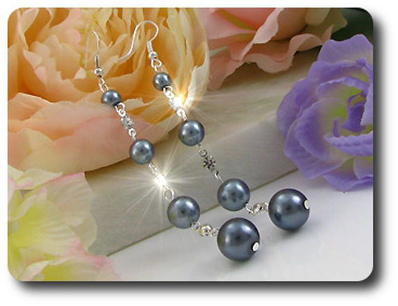 224x6~12mm Pearl + Created Diamond Necklace Bracelet Earrings Set