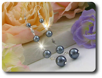 224x6~12mm Pearl + Created Diamond Necklace Bracelet Earrings Set