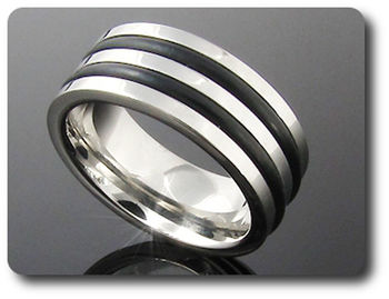 BAGUE HOMME DOUBLE LIGNE NOIRE