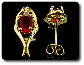 2x7mm Red Ruby Earrings