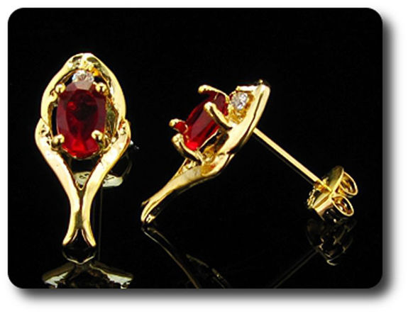 2x7mm Red Ruby Earrings