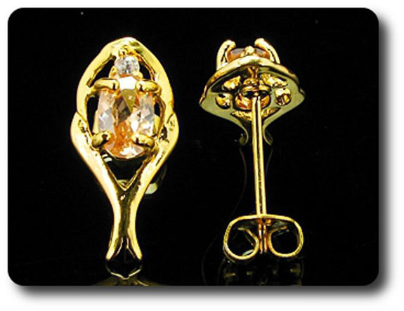 2x7mm Orange Sapphire Earrings