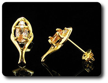 2x7mm Orange Sapphire Earrings