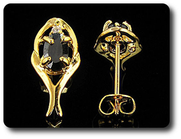 BOUCLES D'OREILLE SAPHIR NOIR