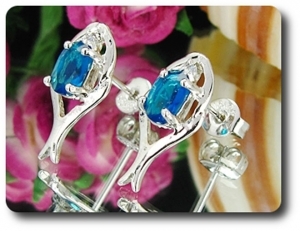 BOUCLES D'OREILLE SAPHIR BLEU