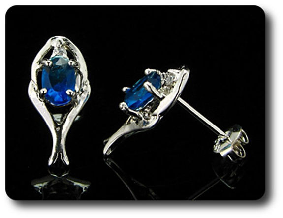 BOUCLES D'OREILLE SAPHIR BLEU